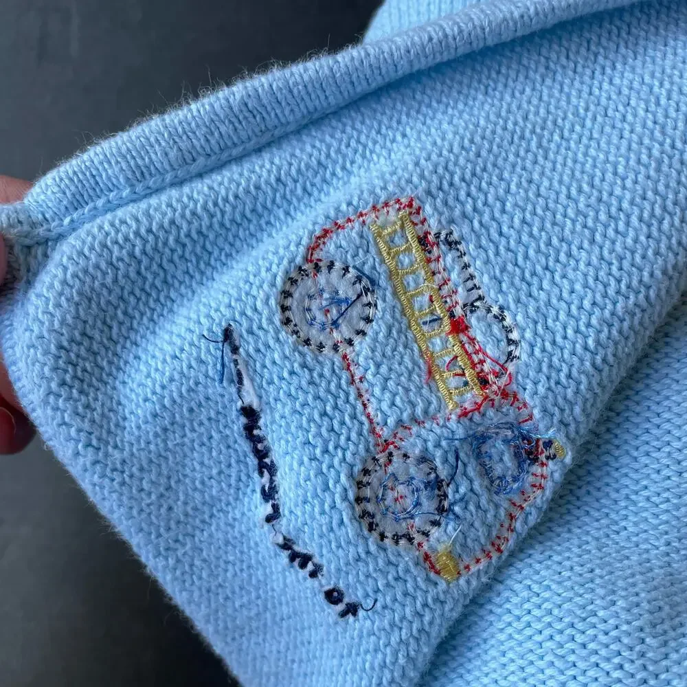 Lullaby Club Layette Firetruck Baby Blanket Light Blue To The Rescue